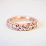1ct Round Cut Simulated Peach Morganite Eternity Wed Band 14k Yellow Gold Plated