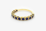2.3ct Wedding Ring Band Round Cut Blue Sapphire Stackable 14k Yellow Gold Finish