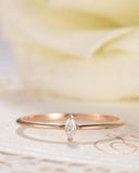 Minimalist Solitaire Engagement Ring 0.3ct Marquise Diamond 14k Rose Gold Finish
