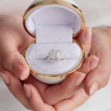 2.5ct Asscher Simulated Diamond Vintage-Inspired Halo Ring 14k White Gold Plated