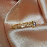 0.5ct Round Cut Simulated Amethyst Minimal Engagement Ring 14k White Gold Plated