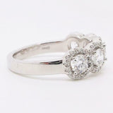 4Ct Round Cut Diamond Five Stone Floral Halo Engagement Ring 14K White Gold Over