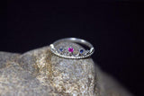 0.2ct Engagement Ring Round Pink Ruby Princess Crown Tiara 14k White Gold Finish
