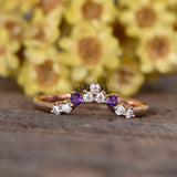 0.15ct Round Cut Moissanite Minimalist Women Wedding Band 14k Rose Gold Plated