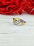 0.2ct Round Cut Moissanite Leaf Split Band Wedding Ring 14k Yellow Gold Plated
