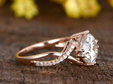 1ct Cushion Cut Diamond Solitaire Eternity Engagement Ring 14k Rose Gold Finish