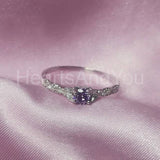 0.5ct Round Cut Simulated Amethyst Milgrain Engagement Ring 14k WhiteGold Plated