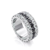 5ct Round Cut Black White Diamond Three Row Eternity Band 14k White Gold Finish