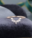 0.3ct Marquise Simulated Diamond Curved Minimalist Wed Band 14k Rose Gold Plated