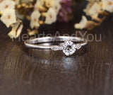 0.3ct Round Cut Moissanite Minimalist Women Engagement Ring 14k WhiteGold Plated