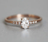 1ct Oval Cut Diamond Engagement Ring 14k Rose Gold Finish Accent with Solitaire