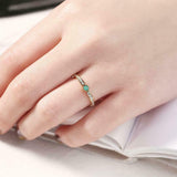 1.3ct Round Cut Green Emerald Diamond Accent Engagement Ring 14k YellowGold Over