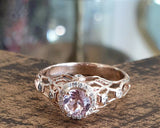 2ct Round Cut Morganite Engagement Ring Antique Inspired Halo 14k Rose Gold Over