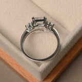 2ct Engagement Ring Emerald Diamond Solitaire with Accents 14k White Gold Finish