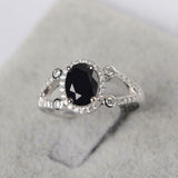 2ct Oval Cut Black Diamond Engagement Ring Halo Split Shank 14k WhiteGold Finish