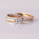 0.4ct Round Cut Moissanite Twist Solitaire Engagement Ring 14k Dual Gold Plated