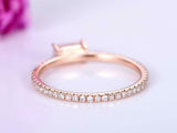 1ct Baguette Cut Morganite Engagement Ring Accents Solitaire 14k Rose Gold Over