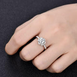 2.3Ct Round Cut Diamond Accent Halo Floral Engagement Ring 14K White Gold Finish