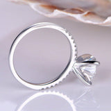 Accents Solitaire Engagement Ring 1ct Round Cut Diamond 14k White Gold Finish