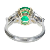 3ct Oval Cut Green Emerald Engagement Ring Trilogy Solitaire 14k White Gold Over
