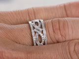 0.5ct Round Cut Diamond Vintage Filigree Wedding Band Ring 14k White Gold Finish