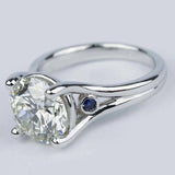 1.6ct Round Cut Diamond Sapphire Split Shank Solitaire Ring 14K White Gold Over