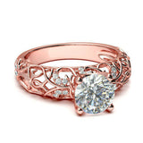 2Ct Round Cut Diamond Filigree Vintage Accent Solitaire Ring 14K Rose Gold Over