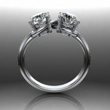 3Ct Round Cut Diamond Two Stone Cocktail Engagement Ring 18K White Gold Finish