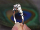 1.6ct Round Cut Diamond with Accent Solitaire Engagement Ring 14k WhiteGold Over