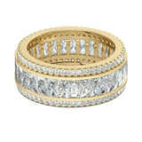 6Ct Radiant Cut Diamond Round Edges Eternity Wedding Band 14K Yellow Gold Finish