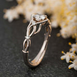 Split Open Band Solitaire with Accent Ring 1ct Round Diamond 14k White Gold Over