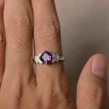 2ct Cushion Cut Purple Amethyst Proposal Engagement Ring 18k White Gold Finish