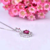 1.5ct Pear Cut Pink Ruby Pendant with Chain Unique Design 14k White Gold Finish