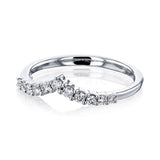 0.2ct Round Cut Moissanite Curved Minimalist Wedding Band 14k White Gold Plated