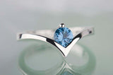 0.5ct Round Cut Blue Topaz Engagement Ring Solitaire ByPass 14k White Gold Over