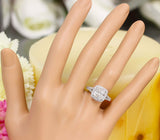 Halo Split Shank Engagement Ring 2ct Cushion Cut Diamond 14k White Gold Finish