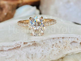 2.3ct Oval Simulated Diamond Solitaire with Accents Ring 14k Yellow Gold Plated