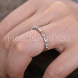 0.55ct Marquise Simulated Diamond Half Eternity Wed Band 14k White Gold Plated