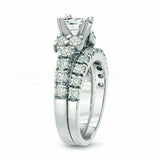 2.3ct Round Cut Moissanite Half Eternity Band Bridal Set 14k White Gold Plated