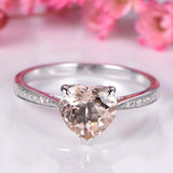 1.5ct Emerald Cut Morganite Engagement Ring Solitaire Accent 14k White Gold Over