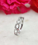 0.3ct Round Cut Moissanite Hexagon Link Wedding Ring Band 14k White Gold Plated