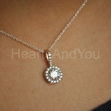 1ct Round Cut Moissanite Classic Halo Pendant 14K Yellow Gold Plated NO CHAIN