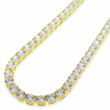30Ct Round Cut Diamond Classic Hip Hop Tennis Necklace 14K Yellow Gold Finish