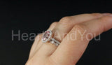 2.2ct Oval Cut Simulated Pink Sapphire Halo Bridal Set 14k White Gold Plated