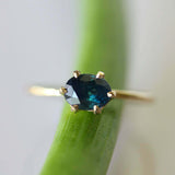 1ct Oval Cut Blue Sapphire Engagement Ring 6 Prong Solitaire 14k YellowGold Over