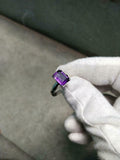 1.5ct Engagement Ring Emerald Cut Purple Amethyst Solitaire 14k WhiteGold Finish