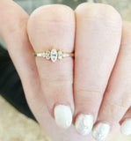 1.2ct Marquise Cut Diamond Solitaire with Round Accent Ring 14k Yellow Gold Over