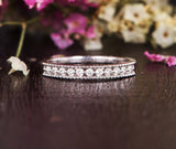 0.5ct Round Moissanite Eternity Dainty Stacking Wed Band 14k White Gold Plated