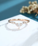 0.5ct Pear Cut Simulated Diamond Minimalist Wedding Band 14k Rose Gold Plated