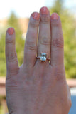 2ct Engagement Ring Radiant Cut Blue Aquamarine Diamond Accent 14k RoseGold Over